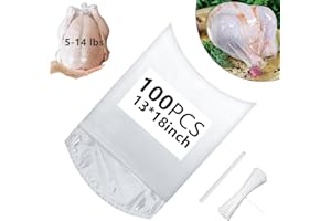 Hoqqf Poultry Shrink Bags 13x18" (100 Pack) – BPA Free Freezer Safe Heat Shrink Bags for Chicken, Turkey, Rabbit – with 100 Zip Ties & Silicone Straw