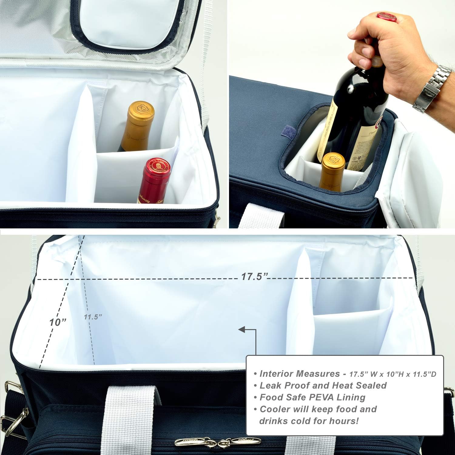 Picnic at Ascot- Original Insulated Picnic Cooler with Service for 4 - Designed & Assembled in the USA: Kitchen & Dining
