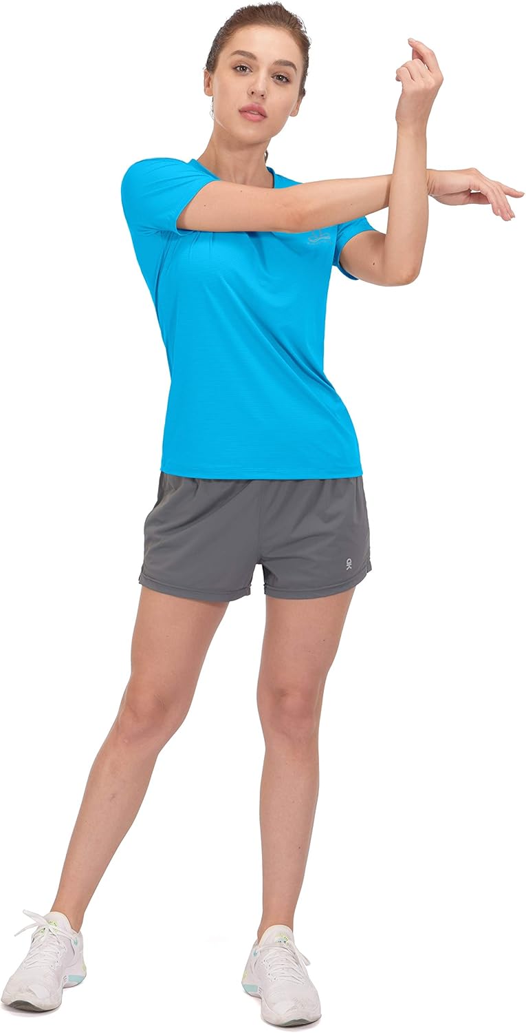 Dasawamedh Women's Quick Dry Stretch Running T Shirt Cool Moisture Wicking Workout Yoga Top at  Women’s Clothing store