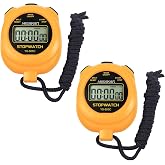 MUSHPORT 2 Pack Stopwatch Sport Timer, Simple Stop-Watch | Digital Stopwatch with ON/Off Countdown Large Display, AAA Battery Included, Ideal for Sports Coaches PE-Teacher