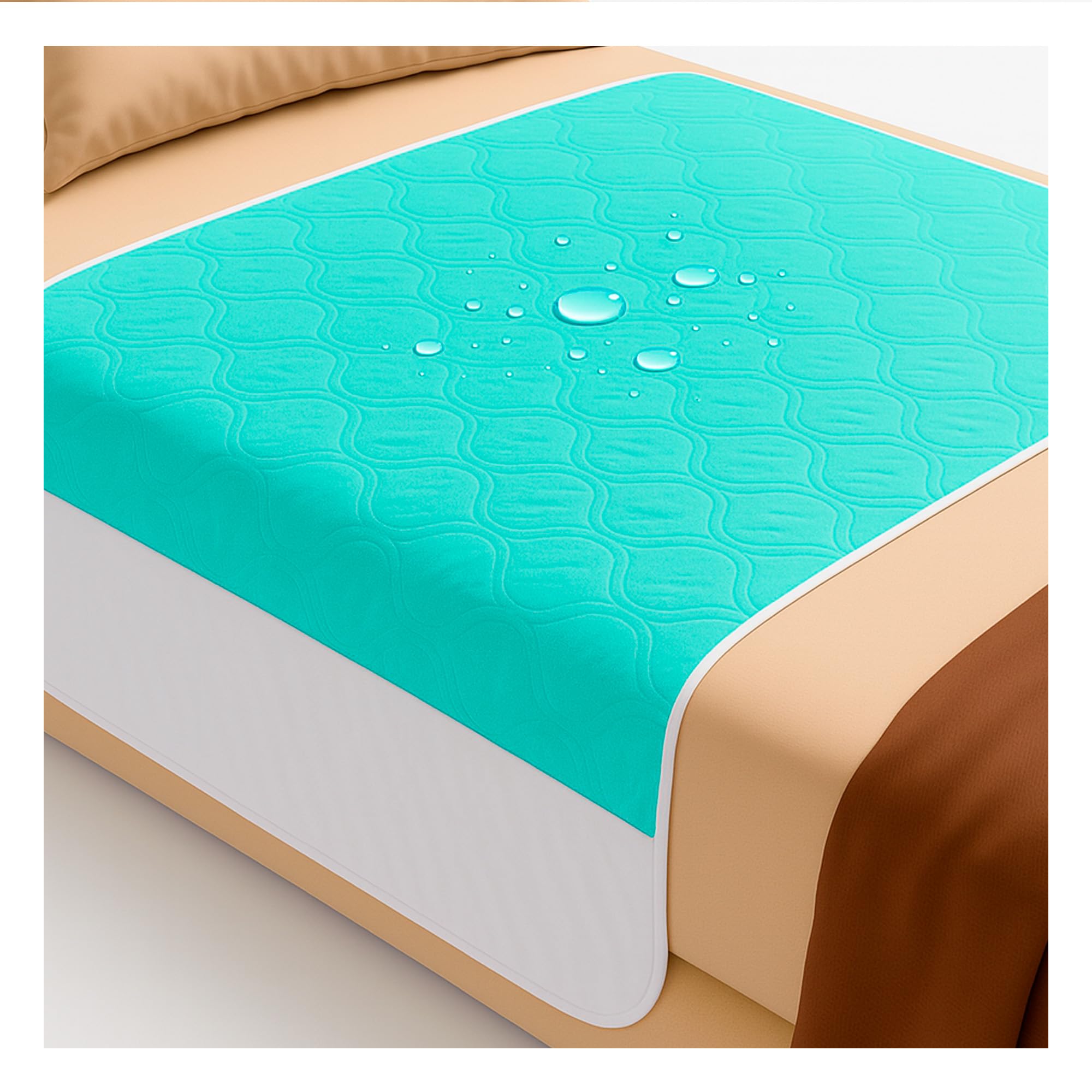 PimPam Factory - Reusable Waterproof Bed Pad with Tucks - Super Absorbent Incontinence Bed Pads Up to 3 Litres - Washable Bed Pads for Incontinence (With Wings, 135 x 85)