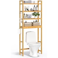 SONGMICS Over The Toilet Storage, 4-Tier Over Toilet Bathroom Organizer with Adjustable Shelves, 26 x 63 x 185 cm, Space-Savi