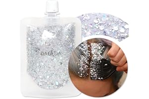 DAGEDA 40ml Body Glitter Gel, Face Glitters Body Gel Sequins Shimmer Liquid Eyeshadow, Chunky Glitter for Face Hair Nails, Ho