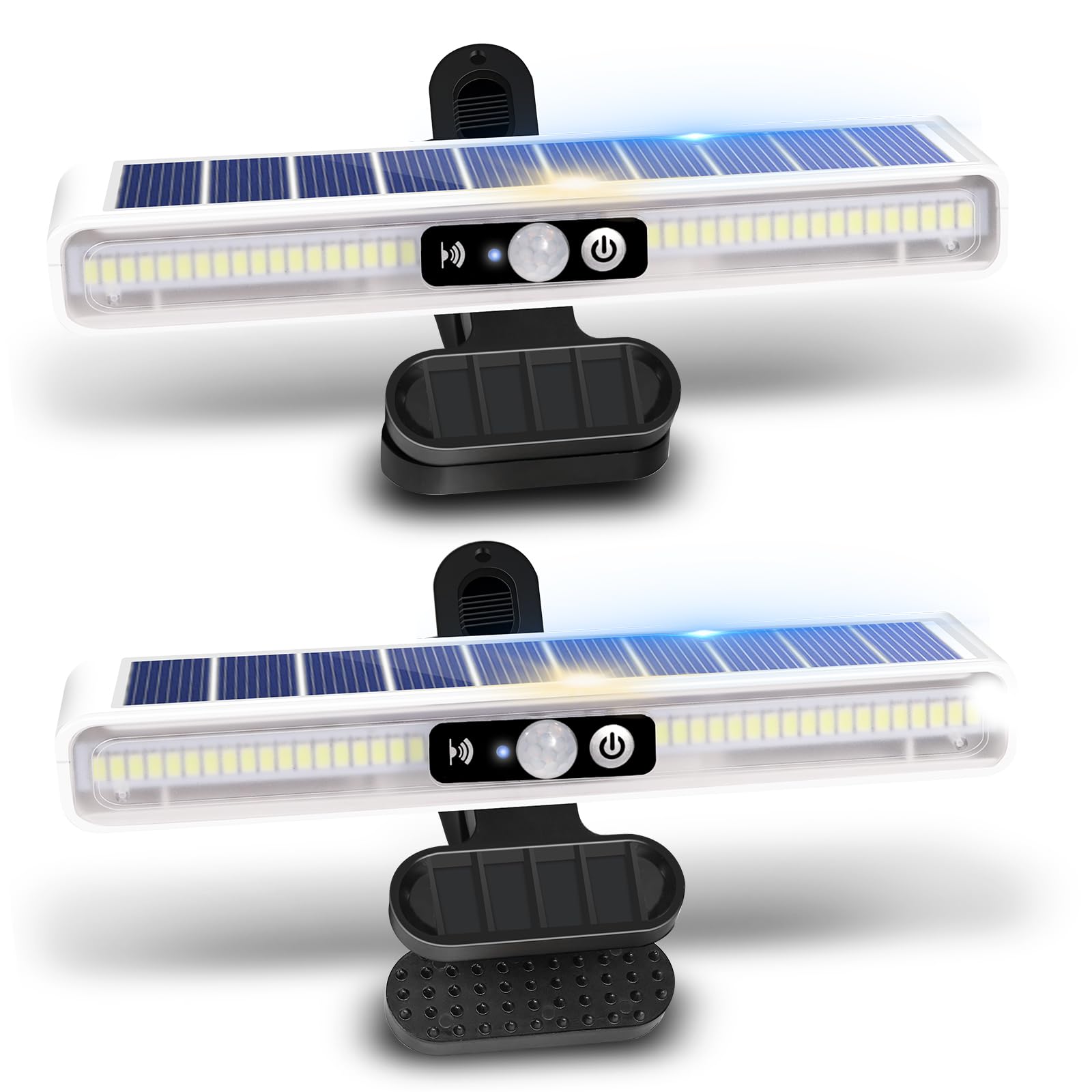 Photo 1 of sunlight encounter Clip On Solar Motion Lights Outdoor Waterproof, 2 Pack Fence Lights Outside with 36 LEDs, 6000K, Portable Solar Powered Security Light for Fence Garage Camping (White)