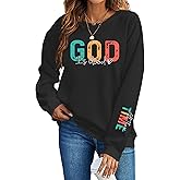 HQP God is Good Sweatshirt Women: Christian Sweatshirts Jesus Religious Pullover Bible Verse Inspirational Tops
