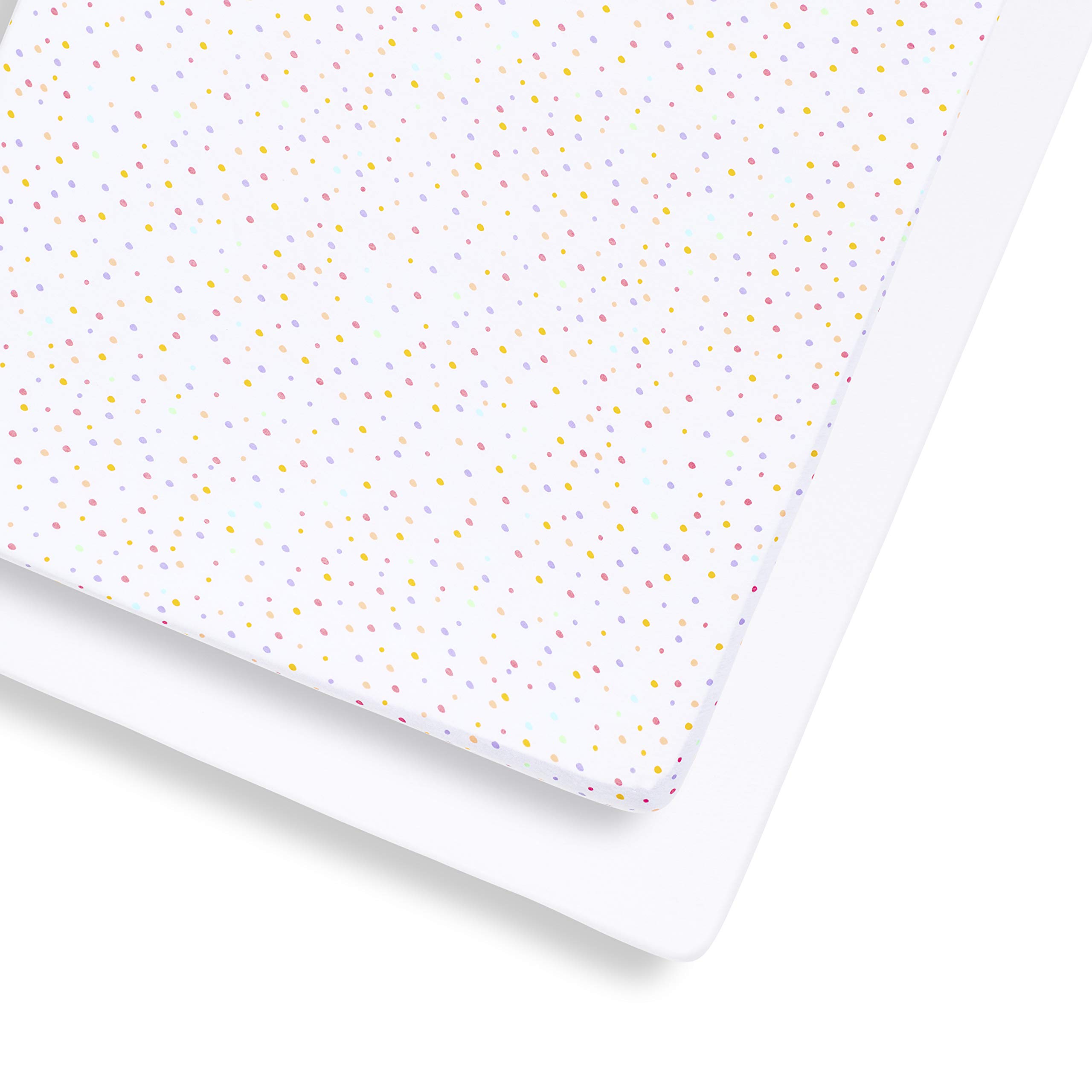 Snuz Cot Sheets 140 x 70 Fitted - 2 Pack Soft Jersey Cotton Cot Bed Sheets, Machine Washable, Breathable & Tumble Dryer Safe, Multicolour Spot