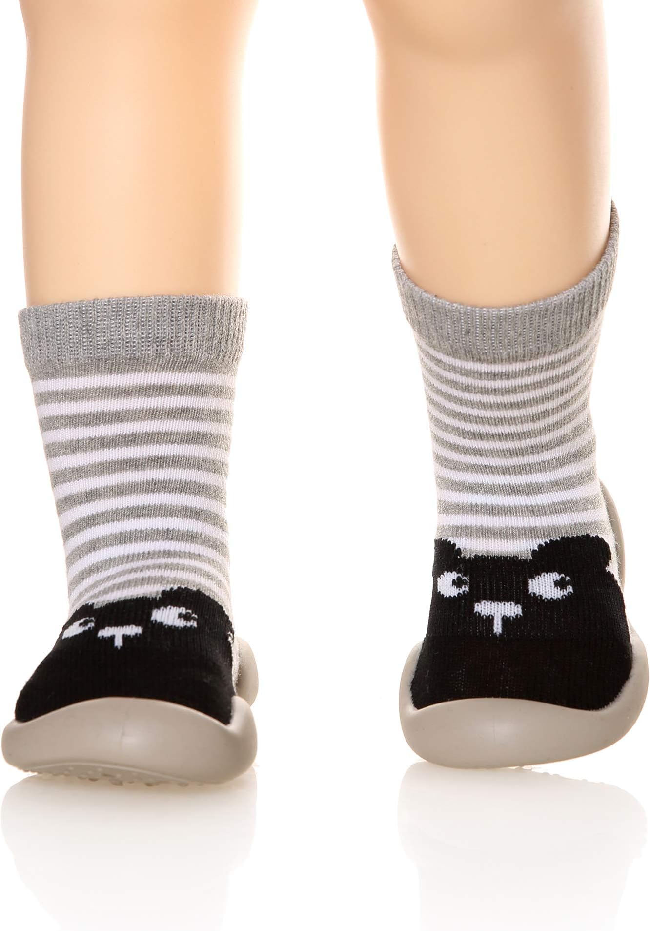 Childrens Toddlers Moccasins Slipper Floor Anti-Slip Breathable Cotton Kids Baby Boys Girls Indoor Outdoor Shoes Socks (Cat, Insole :4.7 Inch(12.0 CM))