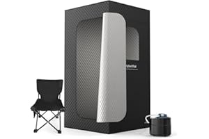 HyberVital Portable Steam Sauna Room, 1500W Upgraded Fast Sauna Tent Box with 3L Steamer, Remote Control, Folding Chair, Personal Sauna Spa