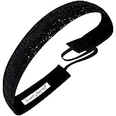 Sweaty Bands Womens Girl Headband - Non-Slip Velvet-Lined Sparkle Hairband - Viva Diva Black 1-Inch