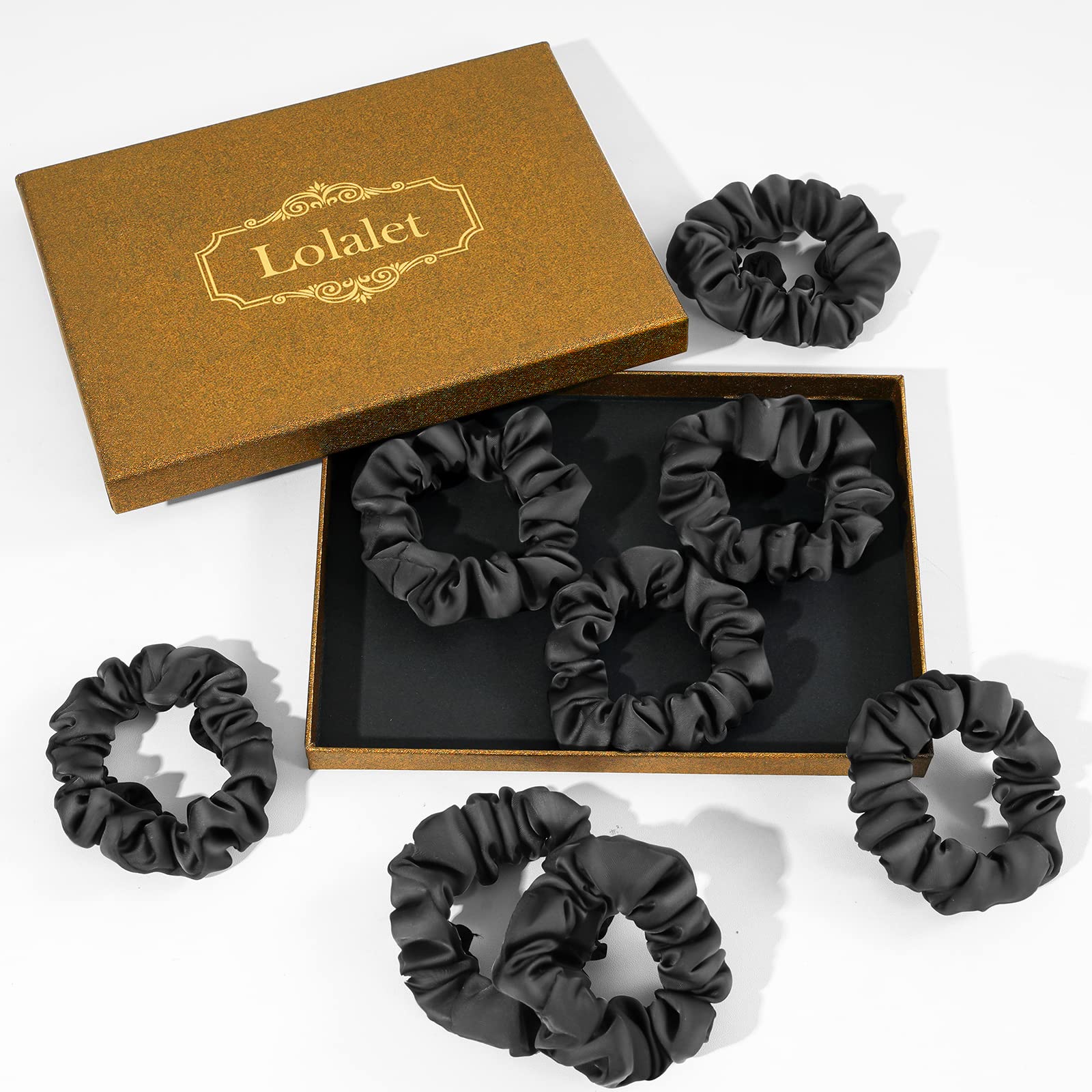 Lolalet Hair Scrunchies Satin Scrunchies for Women, Soft Hair Ties Scrunchy Cute Ponytail Holder Hair Accessories with Elastic Hair Bands for Girls Thick Thin Curly Hair -8 Pack, Style B