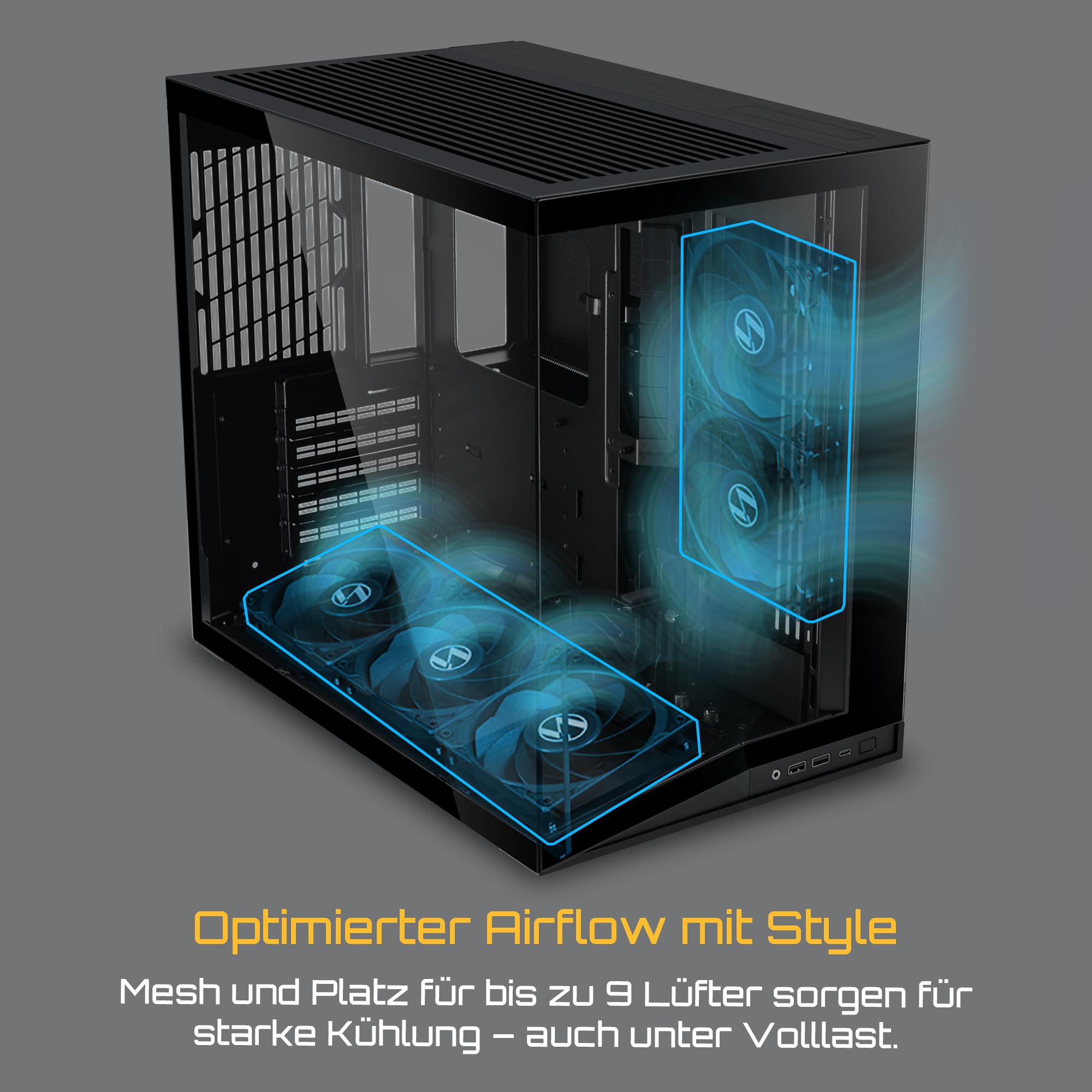 Lian Li O11 Dynamic Mini V2 PC-Gehäuse Schwarz | Kompakter ATX Midi-Tower mit Zwei-Kammer-Design, Tempered Glass und modularem Aufbau 3