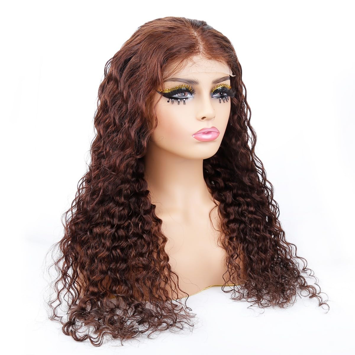 Sexycat Water Wave 5x5 HD Glueless Lace Front Wigs for Women Human Hair，#2 Dark Brown Curly Pre Plucked with Baby Hair 150% Density Brazilian Virgin Human Hair Wig 22 Inch
