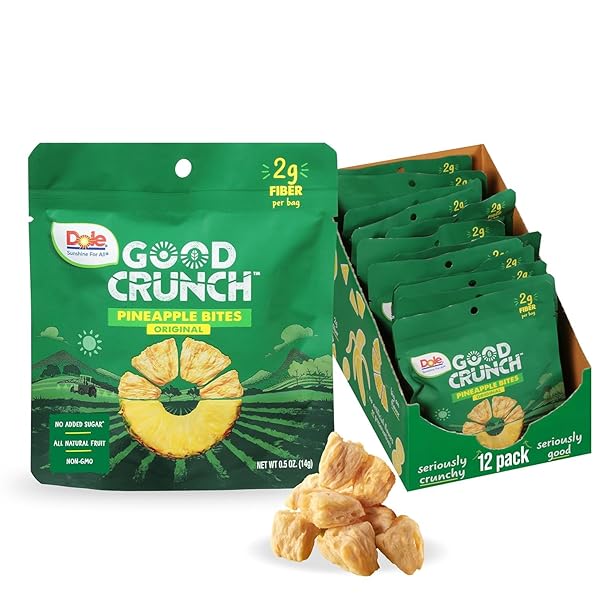 DOLE GOOD CRUNCH PINEAPPLE DRIED FRUIT BITES, GLUTEN...