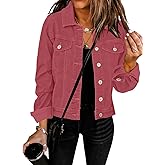 GRAPENT Women's Basic Button Down Long Sleeve Stretchy Jean Trucker Denim Jacket