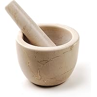 RSVP International Beige Marble Mortar & Pestle, 3 Ounce | Grind Spices, Powder Pesto, Mash Herbs, Crush Pills | Unique…