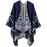 Urban CoCo Women's Color Block Shawl Wrap Open Front Poncho Cape