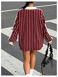 SOLY HUX Women's Oversized Tees Striped Letter