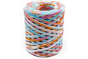 SILLLULE Raffia Paper Craft Ribbon,1/4 Inch 328 Feet Raffia Twine String for Gifts Wrapping,Raffia Ribbon Raffia Paper Rope for Craft Weaving Hats Bags Knitted Crochet DIY Craft Projects,Pink Series