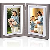 ZEEYUAN 4X6 Desk Rotating Picture Frame Hinges Foldable 4x6 Double Sided Multiple Picture Frame Family Collage Frames Office Desktop, Mothers Day Photo Gifts for Mom Grandma, Friends Graduation Gift