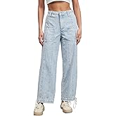 Kedera Women's Striped Jeans Trendy Mid Rise Straight Leg Casual Jean Joggers Wide Leg Baggy Pants Boyfriend Denim Pants