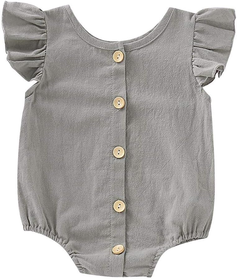 WALLARENEAR Newborn Infant Toddler Baby Girls Ruffle Short Sleeve Romper Bodysuit Jumpsuit Cute Summer Outfit Clothes