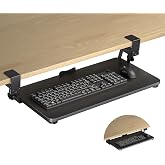 XINLEI Keyboard Tray Under Desk Large C-Clamp 25.6&rdquo; (30&rdquo; Including Clamps) x 11.8&rdquo; Slide-Out Platform Computer Drawer Pull Out Keyboard &amp; Mouse Tray Black DSF4