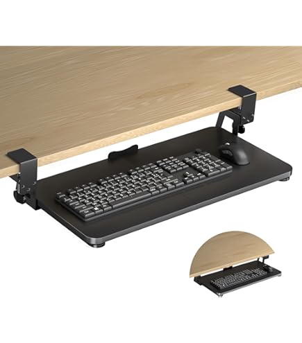 Mua KT1 Ergonomic Keyboard Tray Under Desk - Under Desk Keyboard Tray Adjustable Height Angle Negative Tilt Sliding Pull Out Drawer Platform Swivels 360 Slides Office Products Black B01brkh090 - View #7