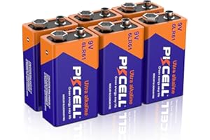 PILOCEL 9V Batteries, 9 Volt Alkaline Battery, Long-Lasting 9V Battery for Smoke Detector, 10-Year Shelf Life, 6 Pack