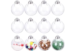 LYLYFAN 12 Pack Clear Plastic Fillable Ornament Ball 3.15''/80mm for Christmas,Holiday, Wedding,Home Decor