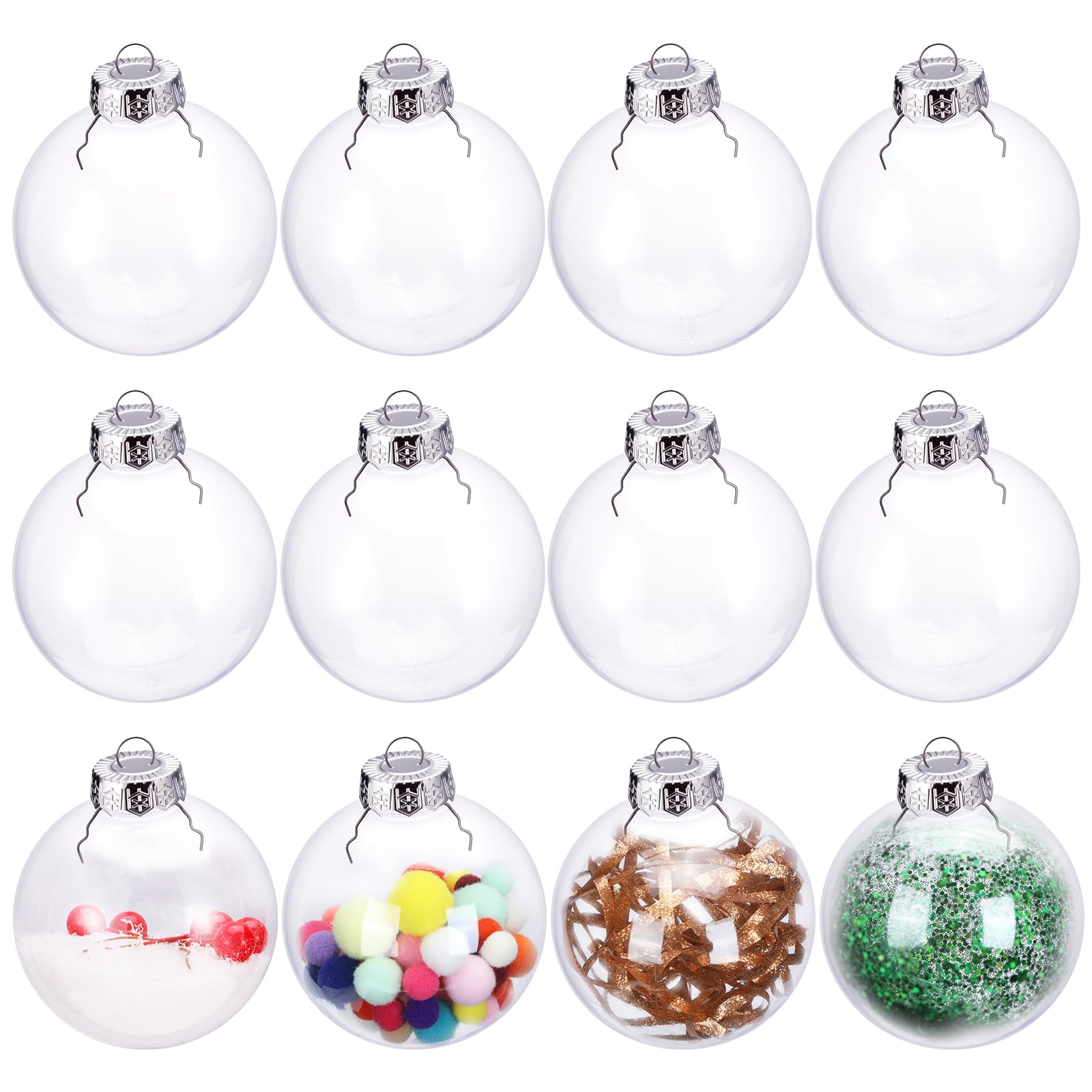 Photo 1 of 12 Pack Clear Plastic Fillable Ornament Ball 3.15''/80mm for Christmas,Holiday, Wedding,Home Decor