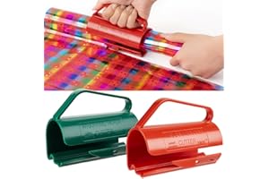 MARCHMARS BANGDAERGE Wrapping Paper Roll Cutter 2Pcs Wrapping Paper Cutter Tool with Handle Push Cut Easy Sliding Birthday Gift Wrap Paper Roll Dispenser and Cutter Holder Green Red