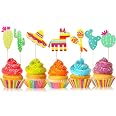 40 Cupcake Topper Mexikanische Fiesta – Kakteen, Esel, Gitarren & Mehr Für Geburtstag & Babyparty