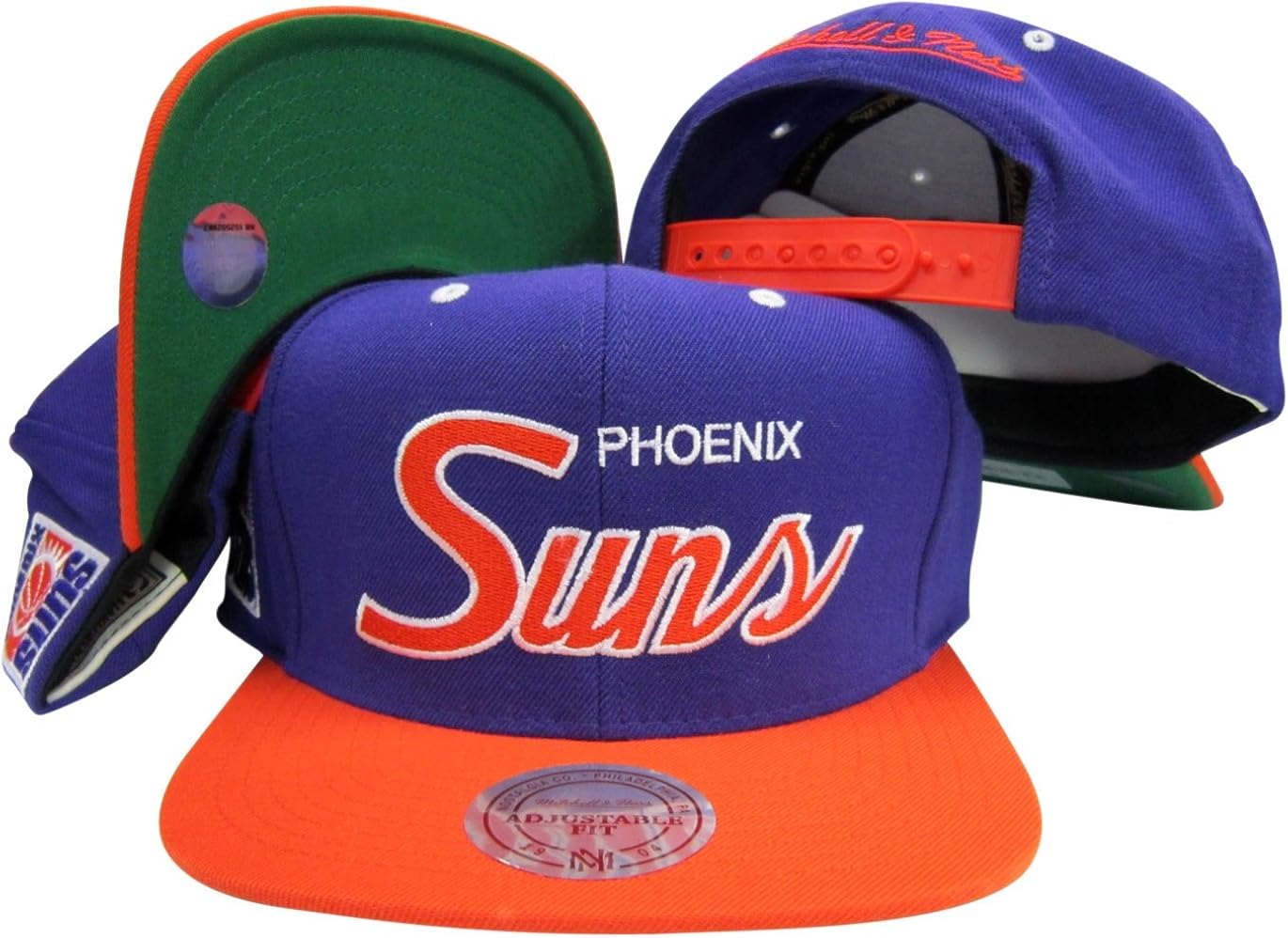 Amazon.com : Phoenix Suns Script Purple/Orange Two Tone Snapback Adjustable Plastic Snap Back ...