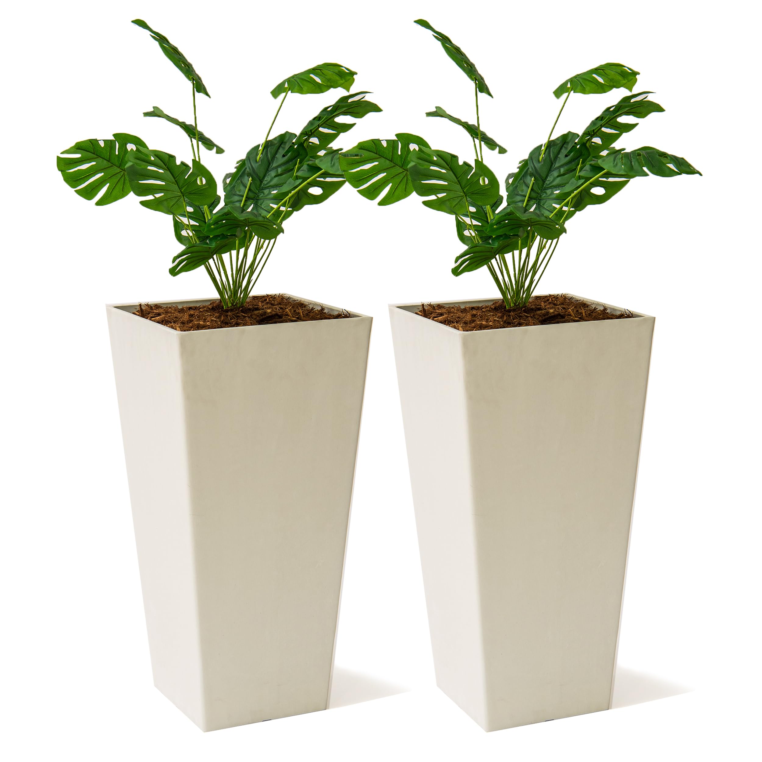 Photo 1 of **SEE CLERK NOTES, AND PHOTOS**XBrand 28-Inch Tapered Indoor and Outdoor, Set of 2, White Planter
