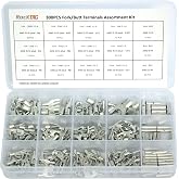 RockDIG 300Pcs AWG 22-16 16-14 12-10 Non-Insulated Butted Seam Block Fork Terminal Assortment Kit U-Type Crimp Terminals Tinned Copper Wire Connectors
