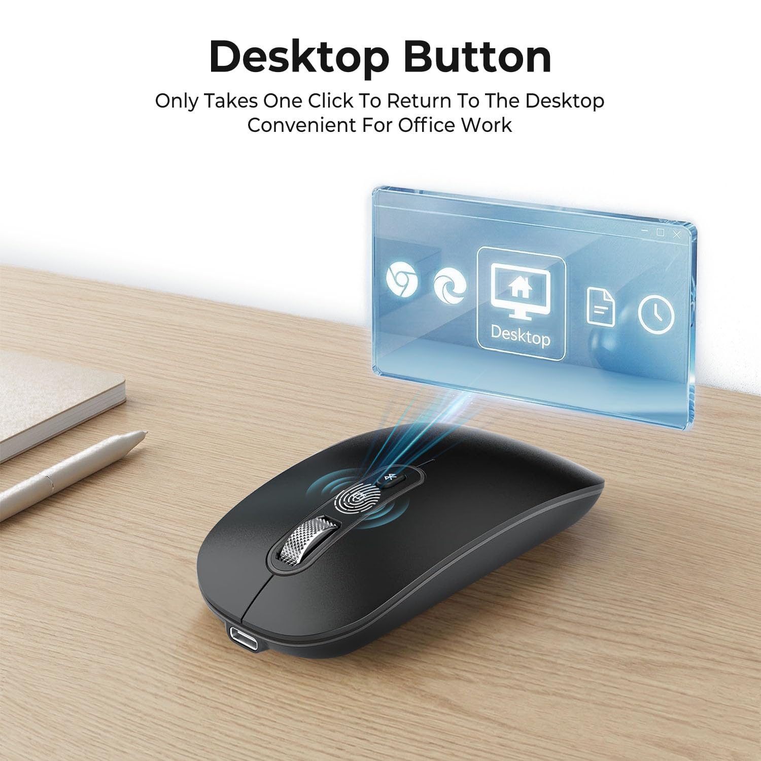 cimetech Bluetooth Maus 5.1+2.4G Dual Aufladbar Leise Slim für Mac/PC/iPad 3