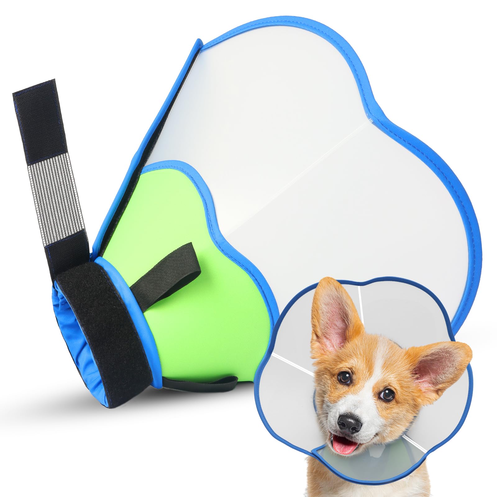 Photo 1 of Hard & Heavy Plastic Dog Cone Collar Alternative for Medium Dogs (French Bulldog Dachshund),Pet Neck Head Protective Cone Anti-Lick, Adjustable Elizabethan Recovery Collar Cone of Shame for Healing