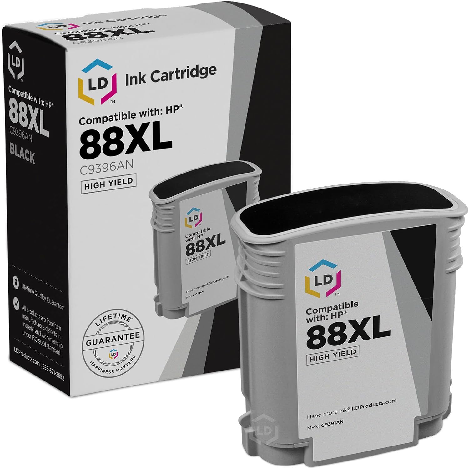 LD Remanufactured Ink Cartridge Replacement for HP 88XL C9396AN High Yield (Black)
