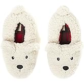 Dearfoams Unisex Adult Holiday Christmas Gift Family Matching Santa Reindeer Teddy Bear Plush Memory Foam Slippers