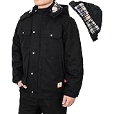 BOCOMAL FR Jacket Insulated Heavyweight Canvas Flannel Lined,Detachable Hood,Cargo Pockets,NFPA2112 CAT4,Flame Resistant Coat