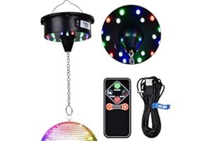TAIKUU 久の物 Rotating Disco Ball Light Motor with Remote, 6-12RPM Adjustable Speed Disco Ball Spinner 18 LED Lamp Beads for Weddings Birthday DJ Party Decor Bands KTV(USB/Battery Operated)