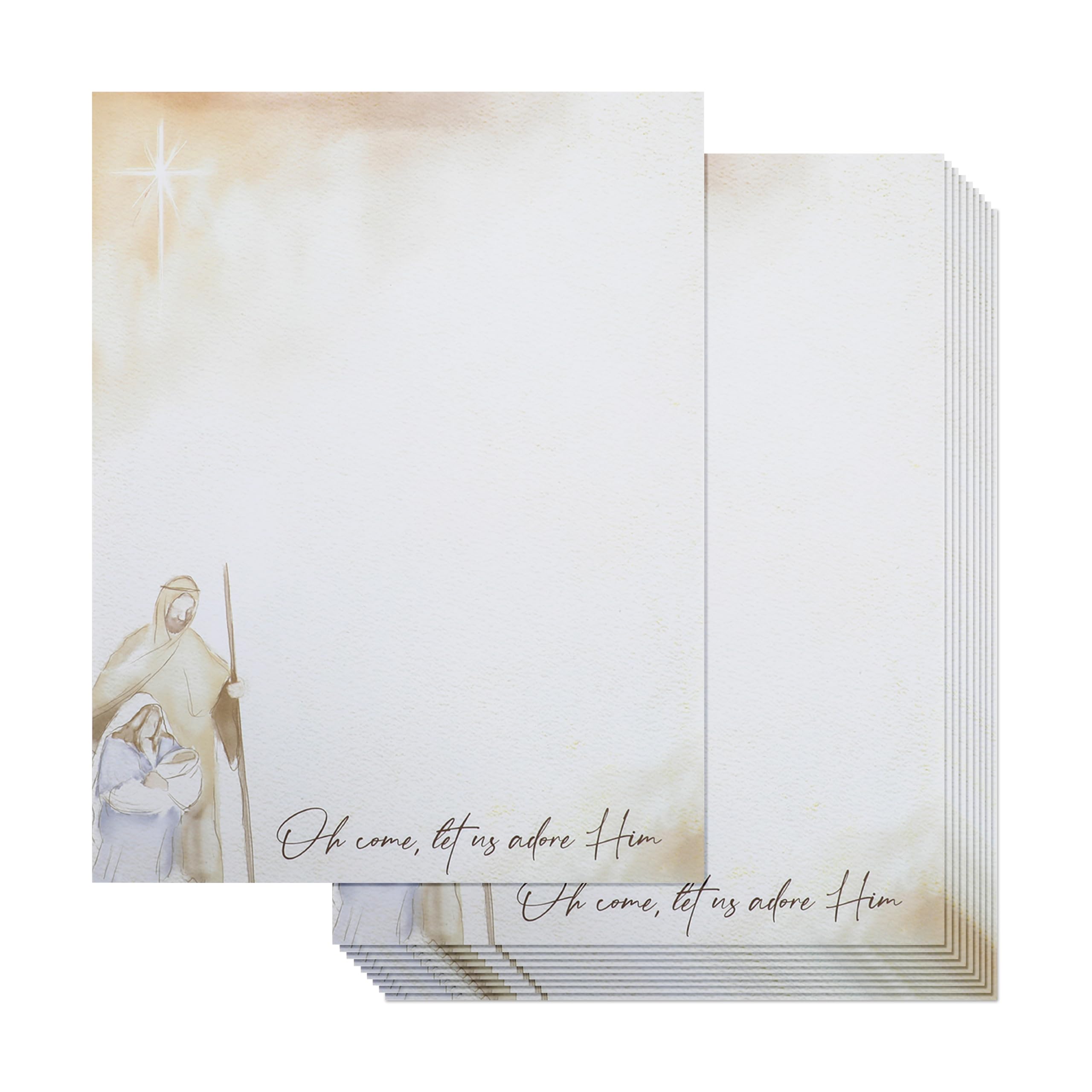 Photo 1 of 100 Sheet Let Us Adore Him Letterhead Paper, 8.5x11 inch Christmas Stationery Paper, Letter Size Write Personalized Greetings, Get Creative and Crafty with Xmas Letter Paper Sheets