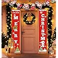 Idefair Merry Christmas Banners - Red Xmas Porch Sign Hanging for Home Wall Door Holiday Party Decor
