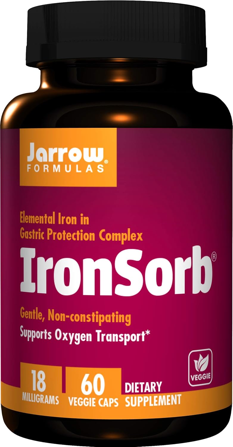 Jarrow Formulas Ironsorb + Lactoferrin, Iron Utilization Support, 60 Veggie Capsules: Health & Personal Care