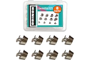 Honigo 8 Pack Silver Rivets Stud Handbag Purse Feet 1/2 inch Flat Head Metal Solid Brass Studs Screw Back Feet 12mm Buckle Spikes Leathercraft for Leather Bag Totes DIY Craft