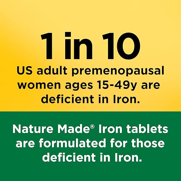 NATURE MADE IRON 65 MG (325 MG FERROUS SULFATE) TABLETS, IRON SUPPLEMENTS, DIETARY SUPPLEMENT FOR RED BLOOD CELL SUPPORT, 180 TABLETS, 180 DAY SUPPLY