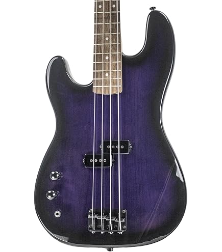 Amazon.com: Tario Left-handed 4 String Black Electric Bass, Bolt