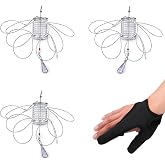 LSYZFPSTARS 3 Pack Stainless Steel Crab Trap - 8-Loop Cylindrical Crab Snare with Glove &amp; Lead Sinkers, Suitable for Dungeness, Blue, Red &amp; Rock Crab, Ready to Use for Beach, Pier &amp; Dock Fishing