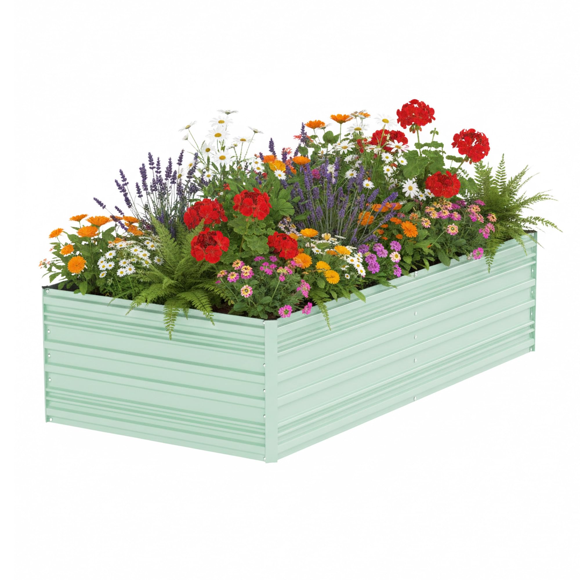 workpro 7.5x4x2ft outdoor galvanized raised garden bed, rust-resistant planter raised beds for vegetable, flowers, herbs, light green