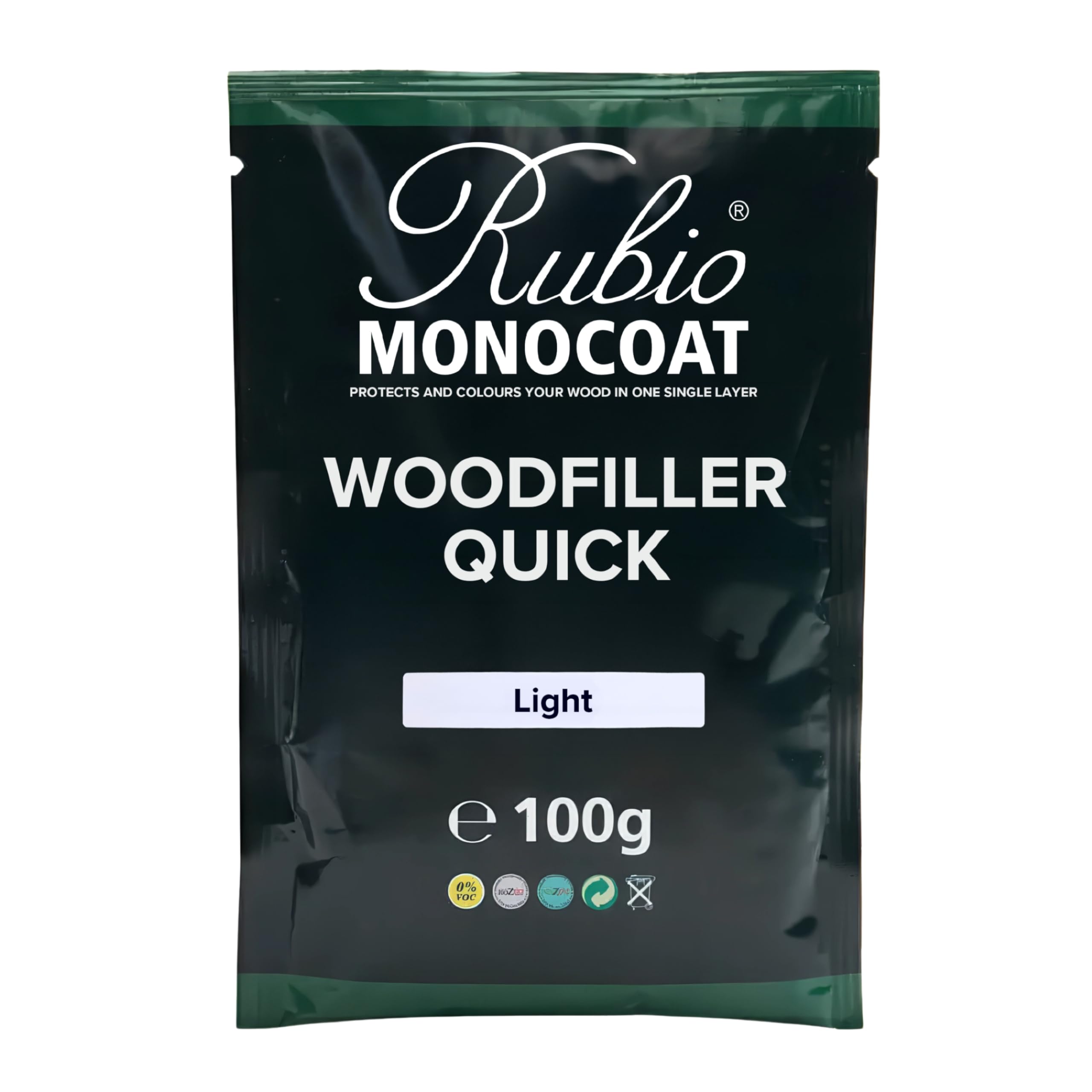 Rubio Monocoat Woodfiller Quick (Light), 100g Bag | Quick-Curing Putty for Interior Joinery & Wood